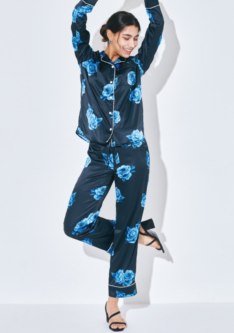 Blue Rose Pajamas Set
